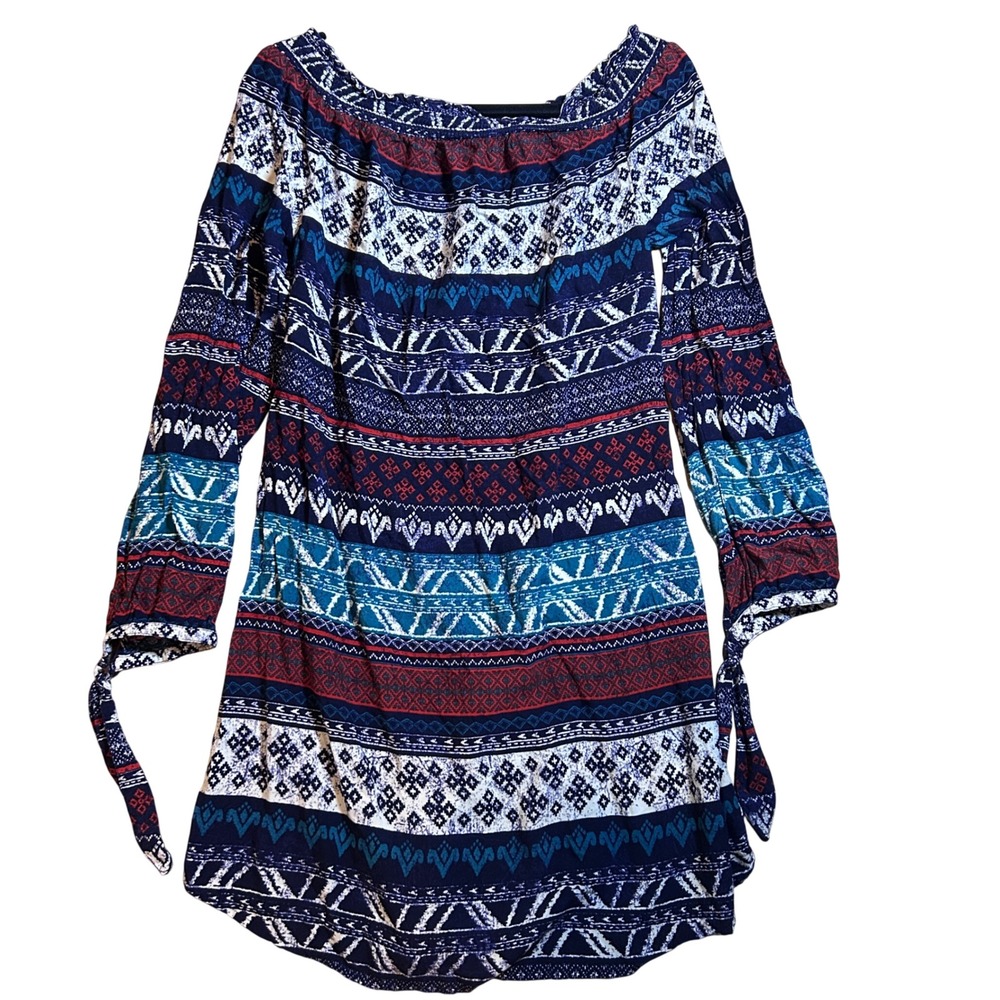 Beach Lunch LoungeCollection Off The Shoulder Boho Aztec Print Dress L G